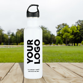 Garrafa Logotipo e texto personalizados em branco