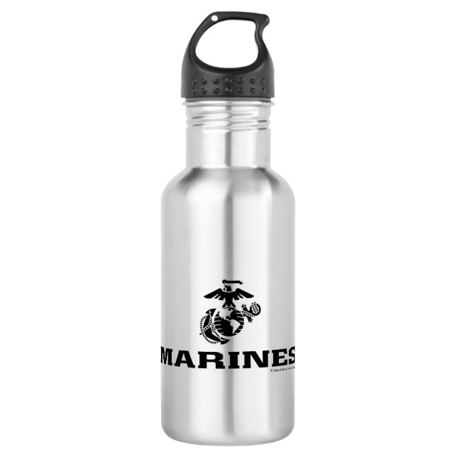 Garrafa Logotipo preto empilhado do USMC (Frente)