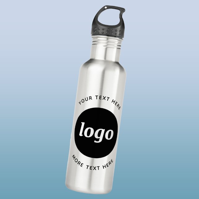 Garrafa Logotipo Simples Com Empresa De Texto (Simple logo with custom text promotional business branding water bottle)