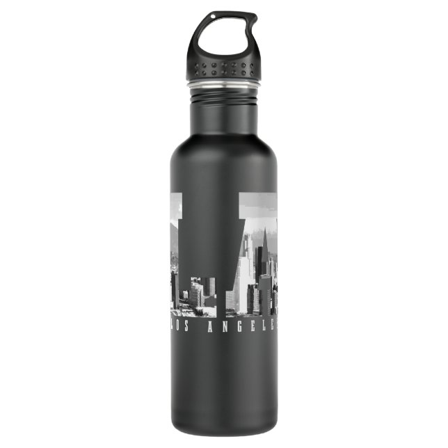 Garrafa Los Angeles California LA Skyline Pride Black Whit (Frente)