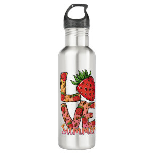 Garrafa Love Hello Summer Strawberry Stainless Steel Water