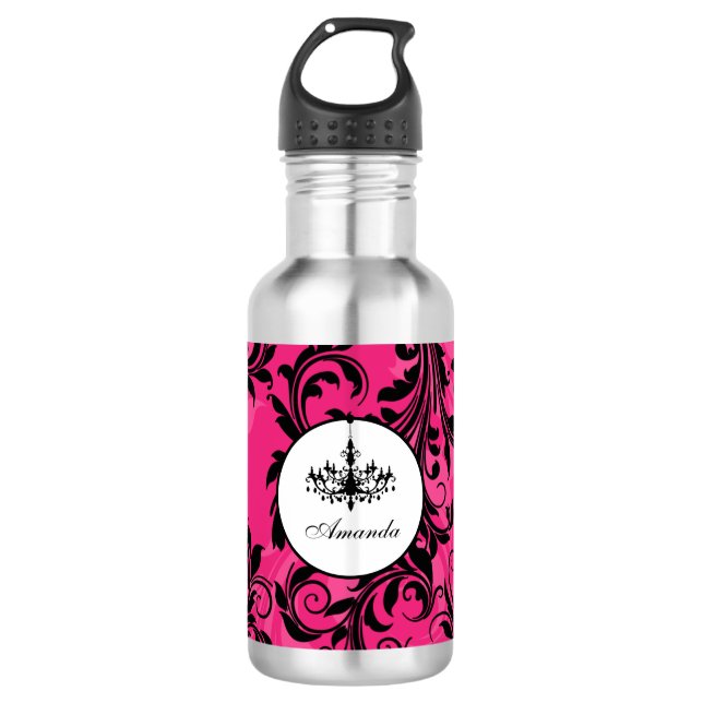 Garrafa Lustre de Rolo Preto Rosa Branco (Frente)