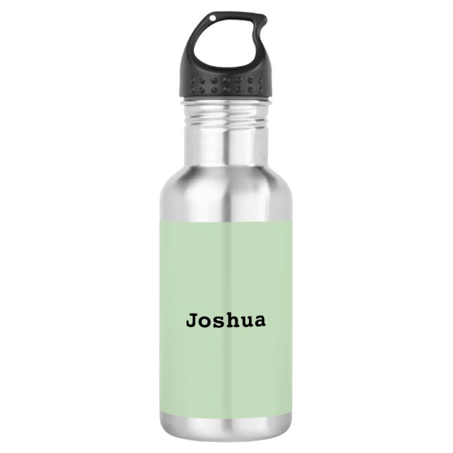 Garrafa Luz Verde Sage Minimal Simples Nome Personalizado (Frente)