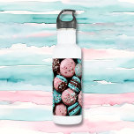 Garrafa Macaron rosa e azul com bordas<br><div class="desc">Macarão rosa, azul e chocolate com aspersas deliciosas.</div>