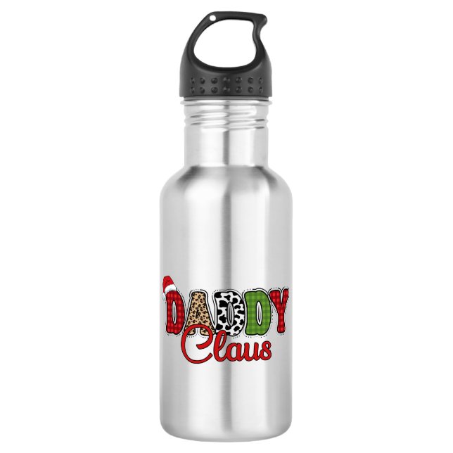 Garrafa Mama Claus Natal Xadrez Design de Texto-50095 (Frente)