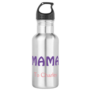 Garrafa Mama feliz mães retro roxo adicionar nome texto vi