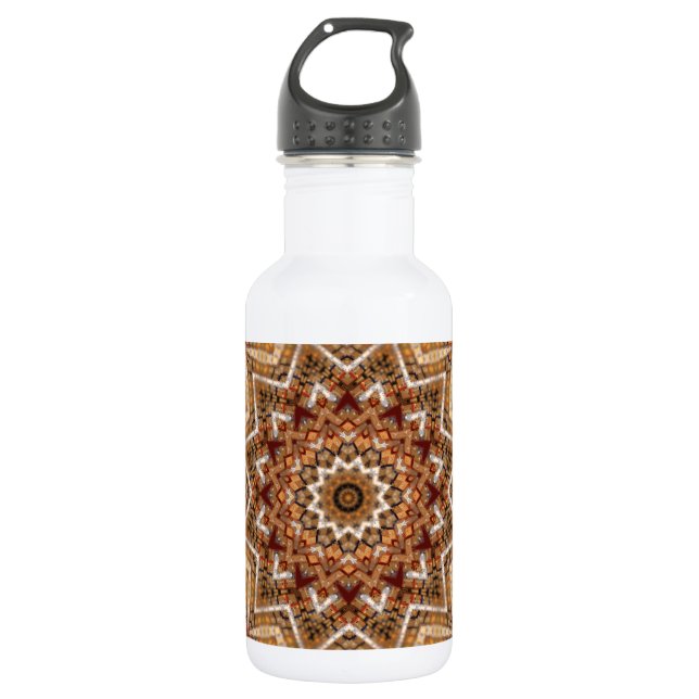 Garrafa Mandala Estrela Kaleidoscópio Padrão Âmbar (Frente)
