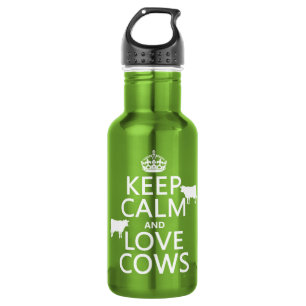 Garrafa Mantenha a calma e ame vacas (todas as cores)