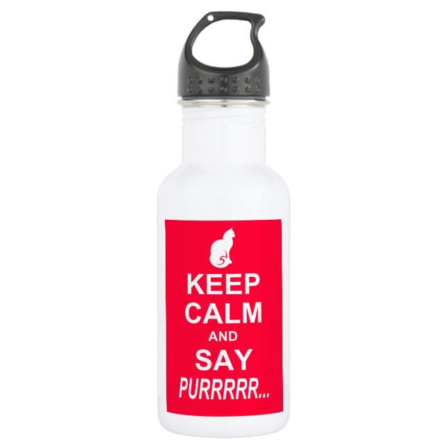 Garrafa Mantenha a calma e diga Purrr... (Frente)