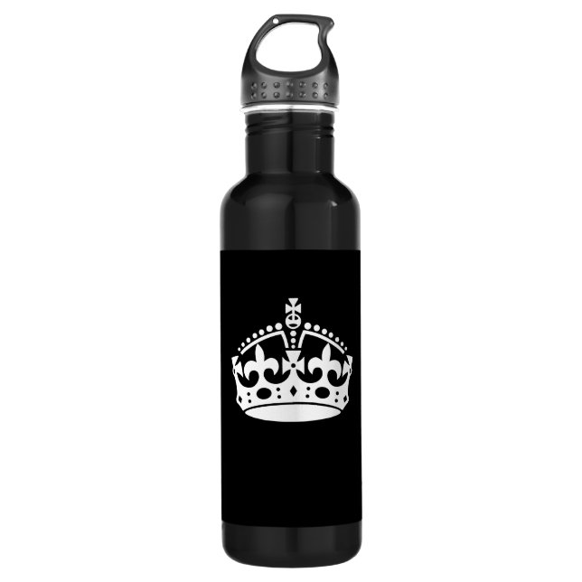 Garrafa MANTENHA CALM CROWN em preto Personalize isso! (Frente)