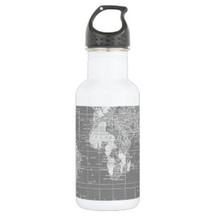 Garrafa Mapa do mundo cinzento minimalista do vintage