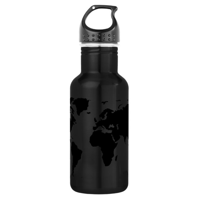 Garrafa mapa gráfico preto mundial (Frente)