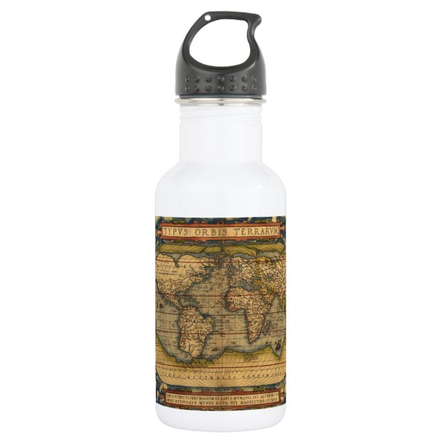 Garrafa Mapa Mundial Ortelius 1570: Cartografia Antiga (Frente)