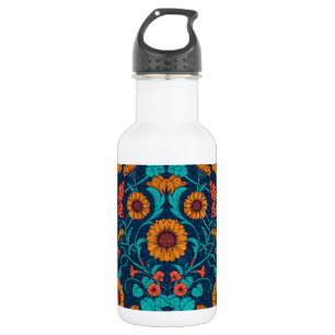 Garrafa Margaridas Art Nouveau em azul e amarelo