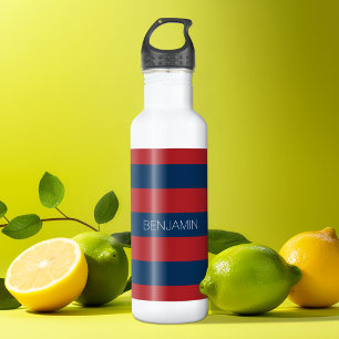 Garrafa Marinho Azul e Vermelho de Rúguebi com Nome Perso