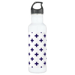 Garrafa Marinho azul polka cruza em branco