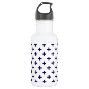 Garrafa Marinho azul polka cruza em branco