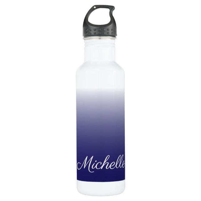 Garrafa Marinho ombre de gradiente personalizado azul (Frente)