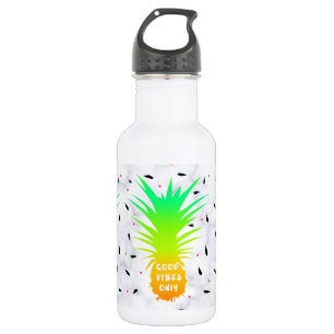 Garrafa mármore branco de abacaxi tropical de verão