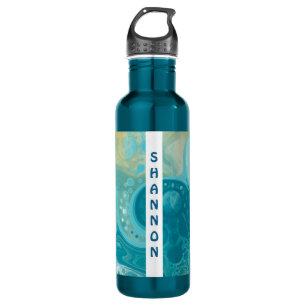 Garrafa Mármore Fluido de Arte Turquesa Personalizado