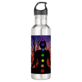 Garrafa Meditação e Árvores em uma noite estrelada Sunset