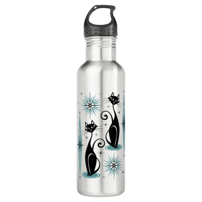 Garrafa Meio século Meow Retro Atomic Cats ©studioxtine (Frente)