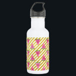Garrafa Melancia rosa e padrão de verão de distribuição am<br><div class="desc">Melancia rosa-branca e Padrão de Verão de Stripe Amarela. Esta Melancia Rosa Divertida com Impressão de Fruta de de Sementes Negras é perfeita para um presente de aniversário de verão.</div>
