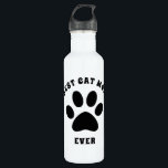 Garrafa Melhor Texto Personalizado Da Mãe De Cat Nunca Per<br><div class="desc">Você pode personalizar o texto e a impressão de pata deste design de amante de gato. Você pode alterar a fonte, a cor da fonte, o tamanho da fonte, a cor do plano de fundo e a cor do gráfico de impressão da pata usando a Ferramenta Design. Faz um presente...</div>
