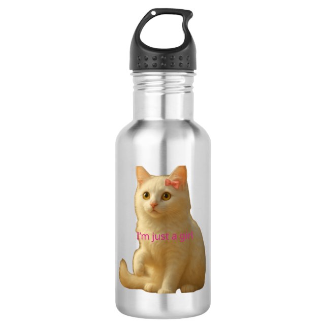 Garrafa Meme do Gato Estética Suave e Feminino (Frente)