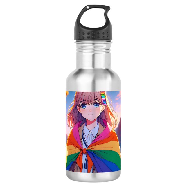 Garrafa Menina de anime com LGBTQIA+ Cabo (Frente)