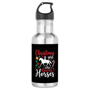 Garrafa Menina de Natal que Ama Cavalos