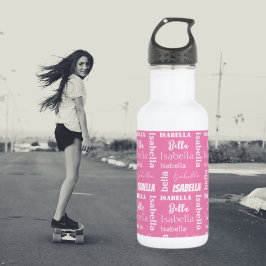 Garrafa Menina Personalizada: Menina Rosa Rosa