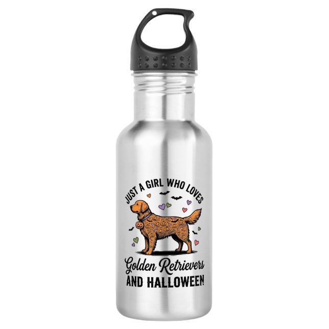 Garrafa Menina Retriever Dourado de Halloween Mãe de Cacho (Frente)