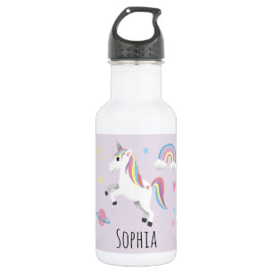 Garrafa Meninas Cute Magical Unicorn, Rainbow & Stars Kids