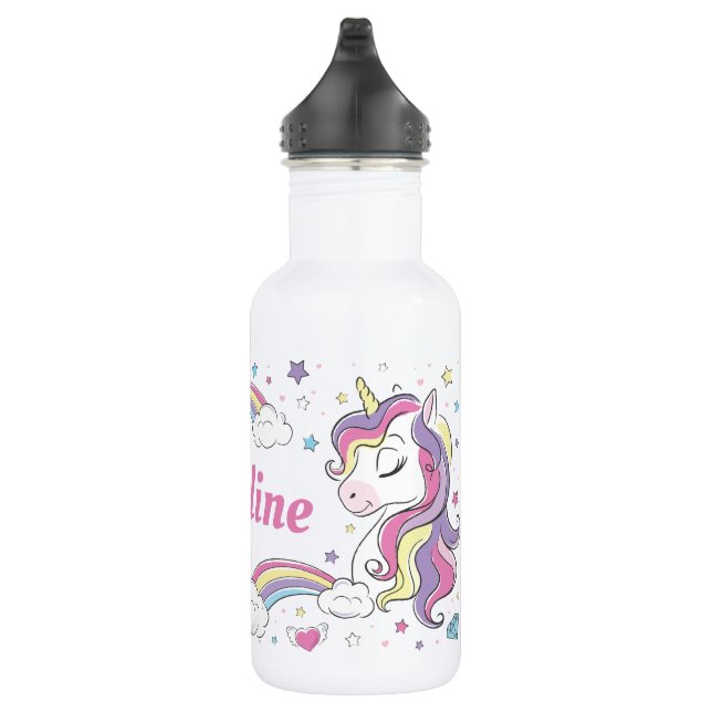 Garrafa Meninas Unicórnio Arco-Íris Personalizado Nome (Direita)