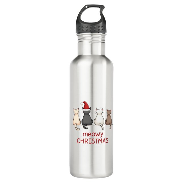 Garrafa Meowy Catmas Cat Christmas Cute Kitten Cats Santa  (Frente)