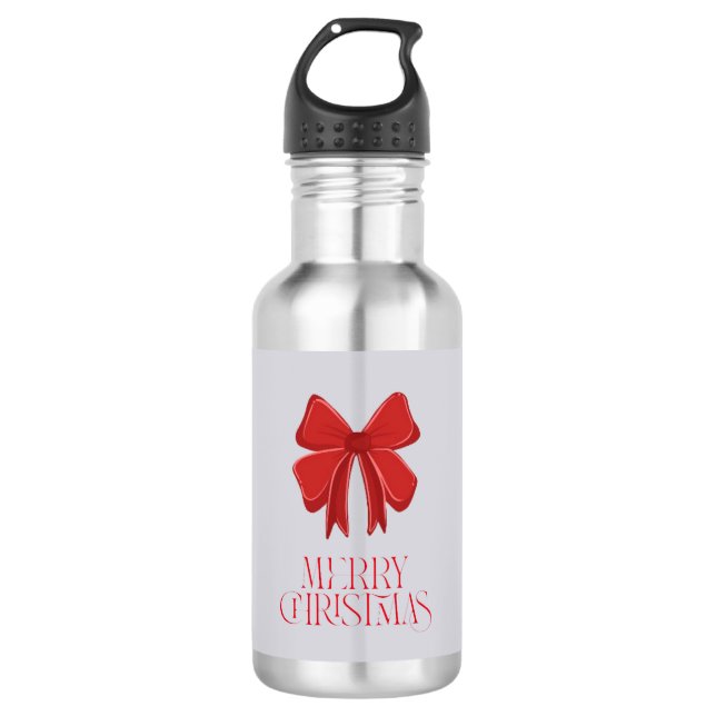 Garrafa Merry Christmas Water Bottle – Bow Holiday Style (Frente)