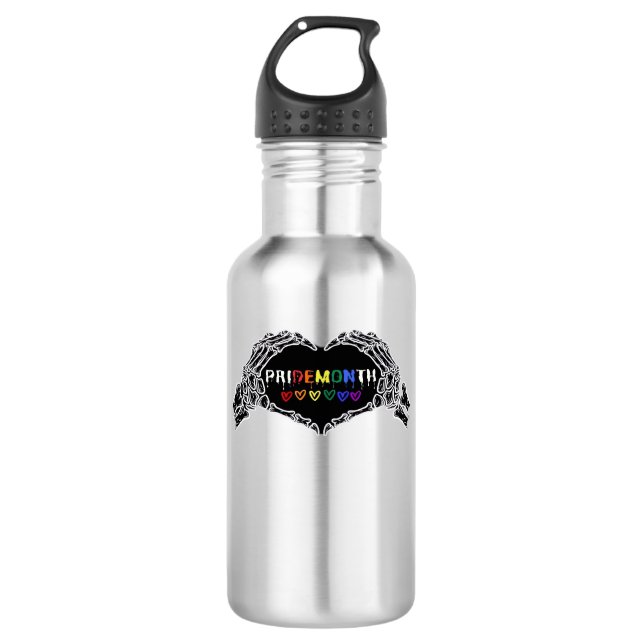 Garrafa Mês Skeleton Heart Mãos LGBTQIA (Frente)