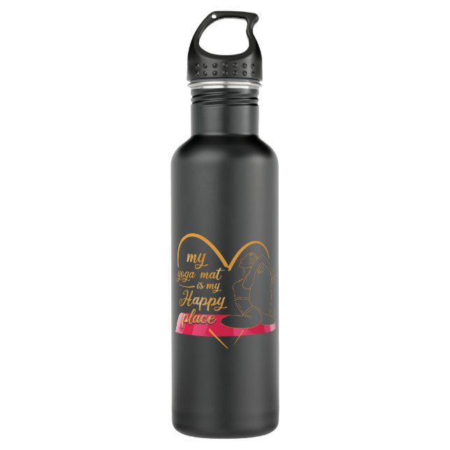 Garrafa Meu Ioga Mat é meu lugar feliz (Frente)