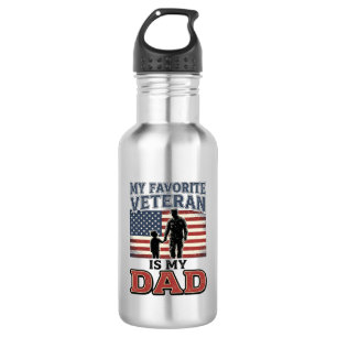 Garrafa Meu Veterano Favorito é Meu Pai Camisa Patriótica 