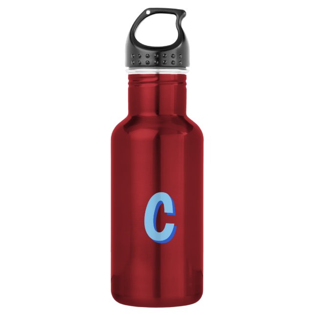 Garrafa Minimalista Elegante Profissional Monogramada Azul (Frente)