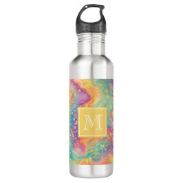 Garrafa Modern Abstract Glitter Floral Monogram Design    