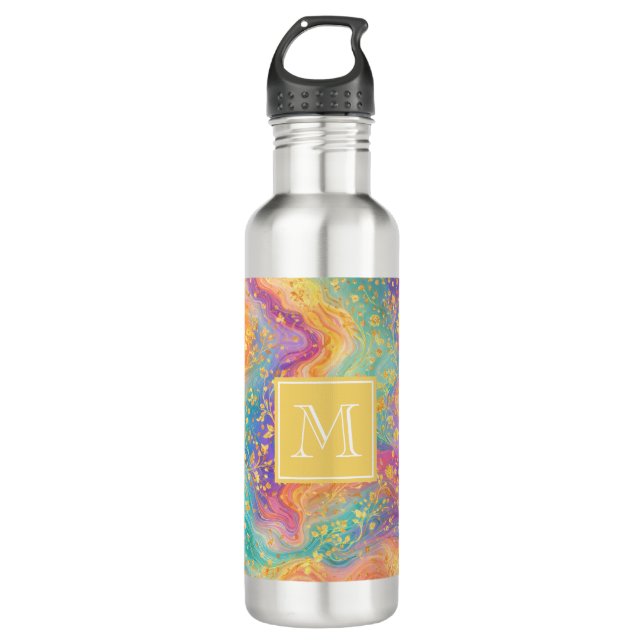 Garrafa Modern Abstract Glitter Floral Monogram Design     (Frente)