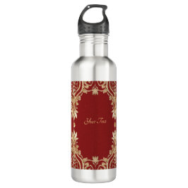 Garrafa Modern Gold Red Floral Water Bottle