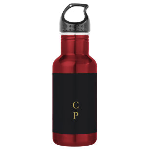 Garrafa Moderno Minimalista Preto e Dourado Monogramado