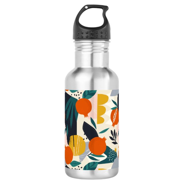 Garrafa Moderno Trendy Preppy Chic Apricot e Folhas (Frente)