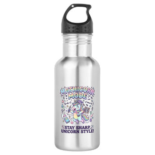 Garrafa Modo Unicórnio Mathicorn Encantador Fundo Branco D