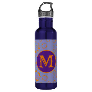 Garrafa Monograma Círculos Laranja Púrpura Laranja Inicial