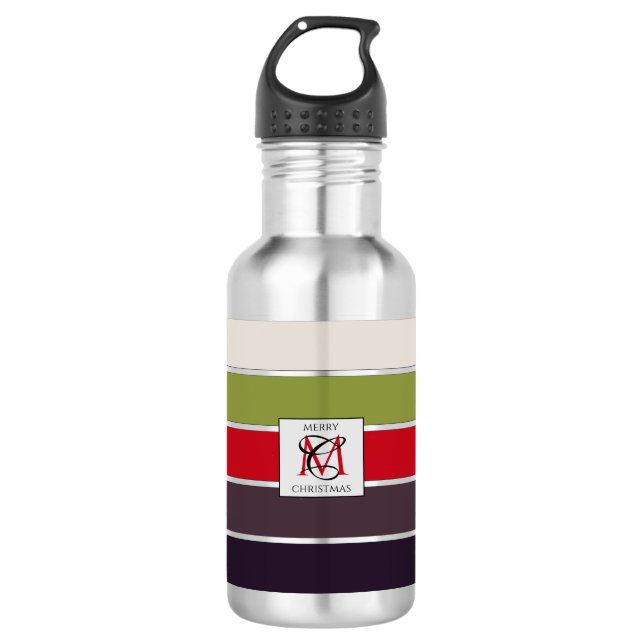 Garrafa Monograma da Paleta de Cores do Pastel de Natal Co (Frente)