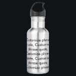Garrafa Monograma de citação de texto personalizado preto<br><div class="desc">Texto personalizado preto elegante, designação frase citar garrafa monograma de aço inoxidável</div>